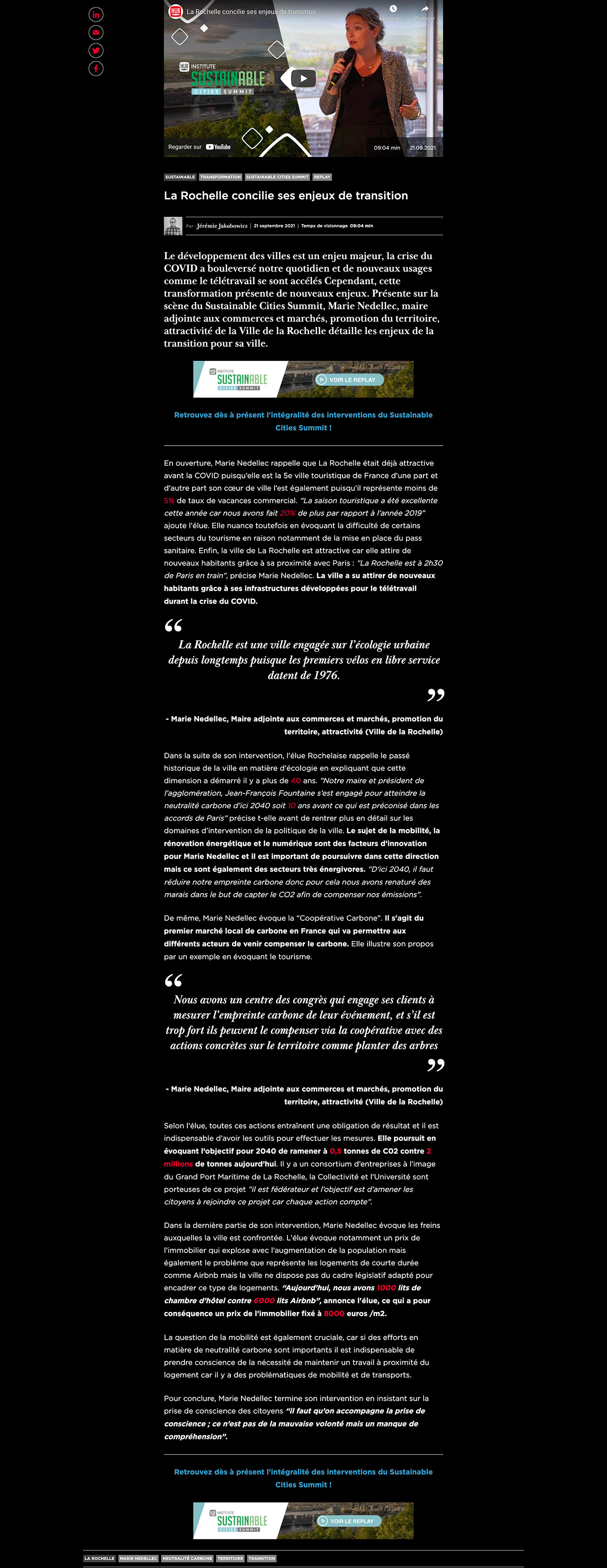 Article - La Rochelle concilie ses enjeux de transition - HUB Institute - Digit_ - hubinstitute