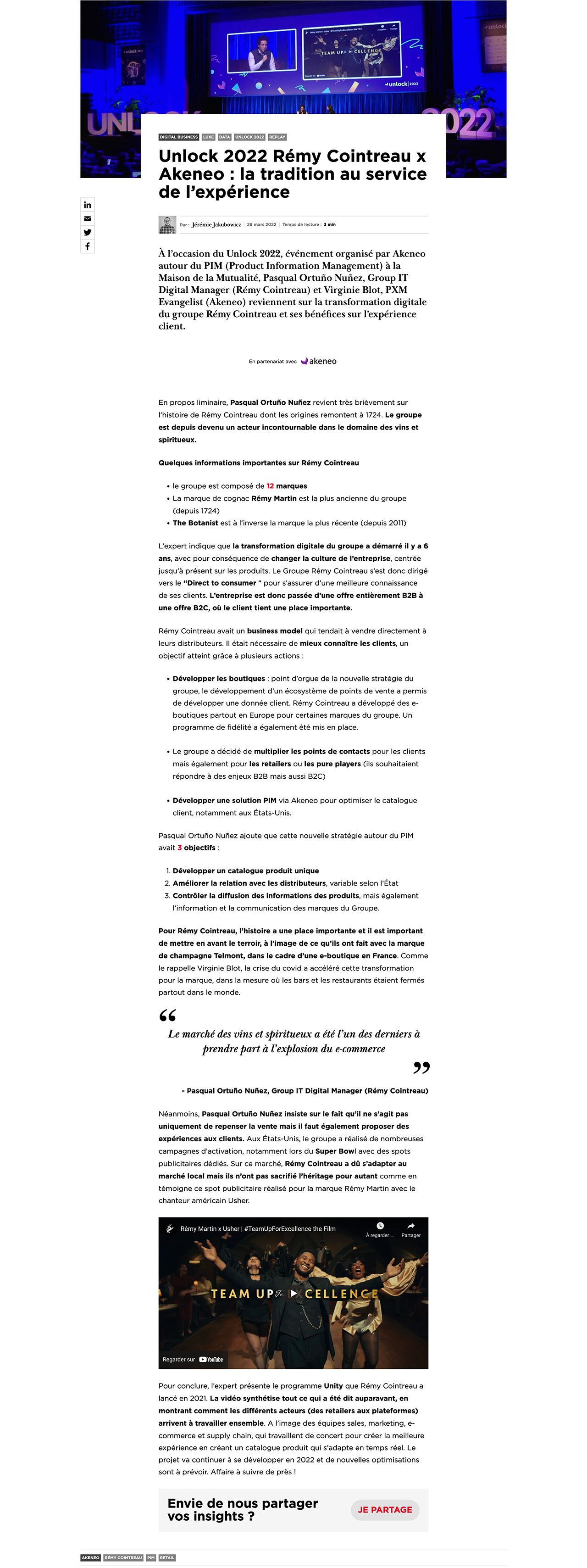 Article - Unlock 2022 Rémy Cointreau x Akeneo _ la tradition au service de l’ex_ - hubinstitute