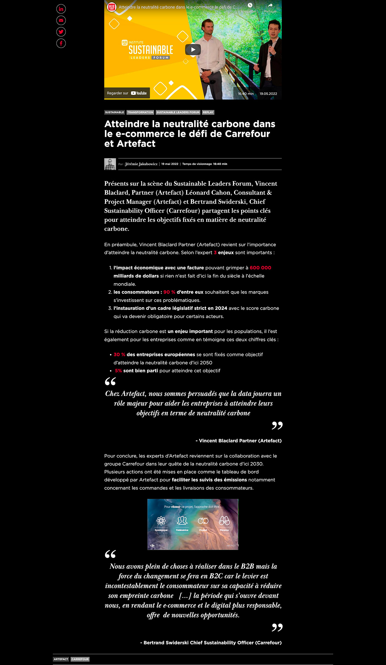 Article - Atteindre la neutralité carbone dans le e-commerce le défi de Carrefo_ - hubinstitute