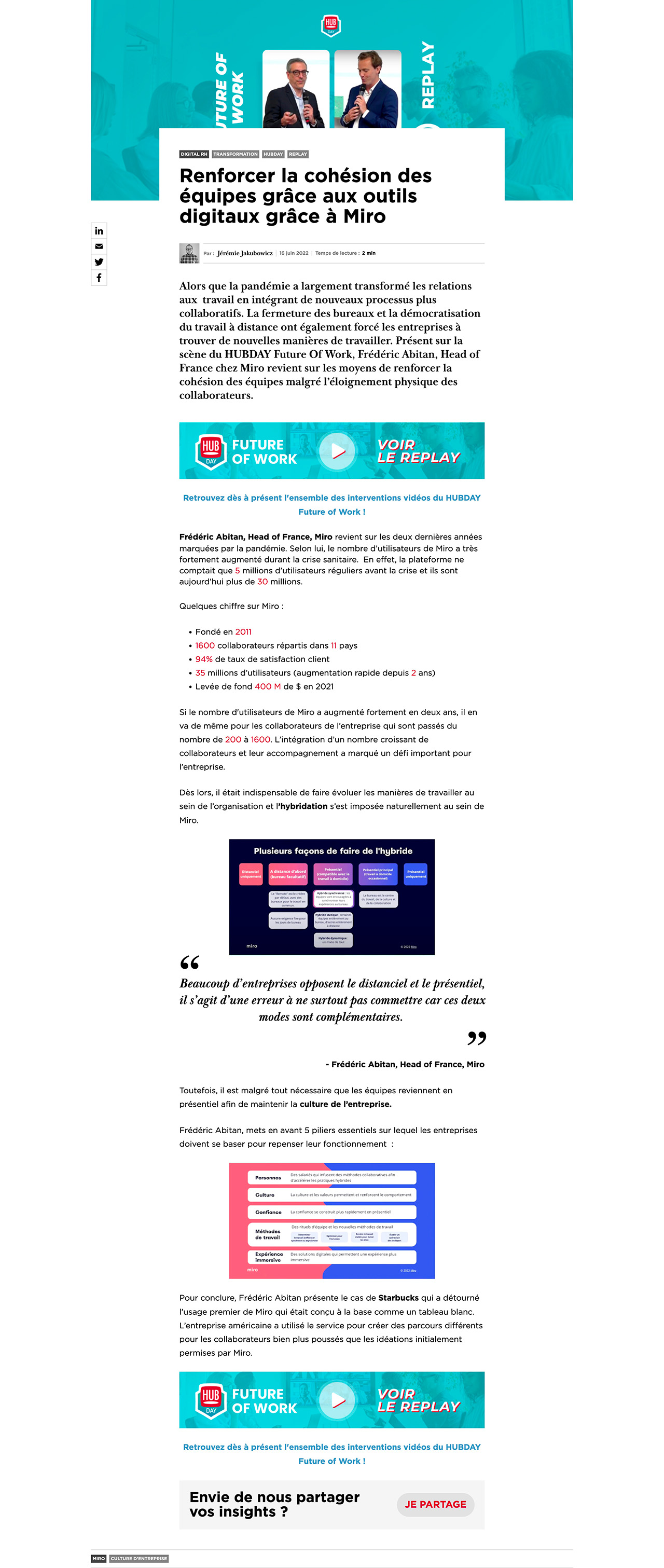 Article - Renforcer la cohésion des équipes grâce aux outils digitaux grâce à M_ - hubinstitute